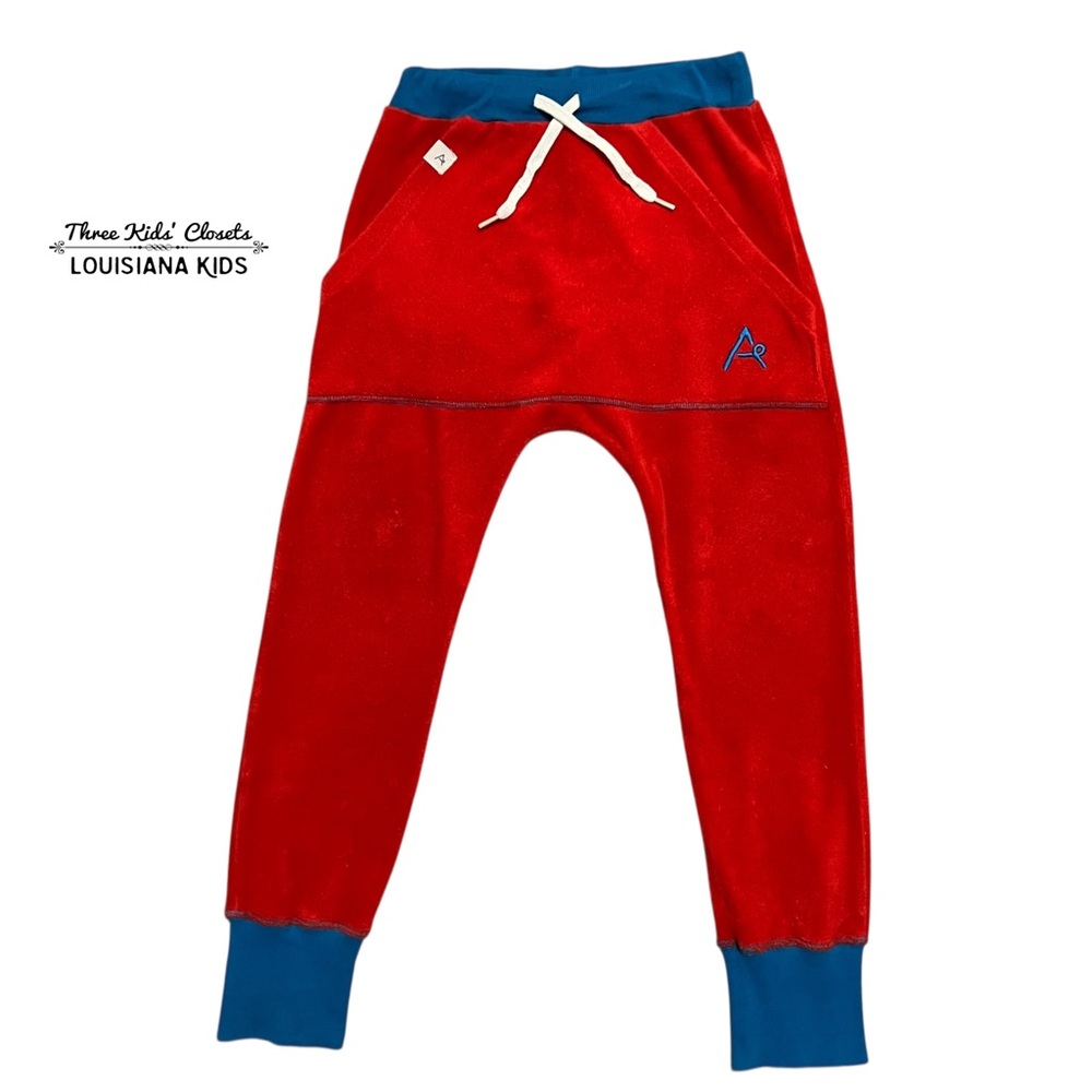 Alba of Denmark Sz 128 (8Y) Organic Red & Blue Joggers Mason Pants